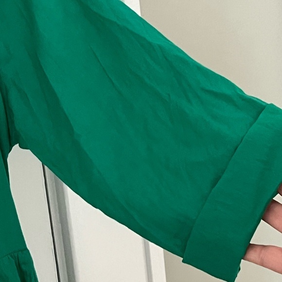 EMMA & GAIA Red Label 100% Cotton Green 3/4 Sleeve Button Up Shirt Dress Italy 8 - Picture 4 of 16